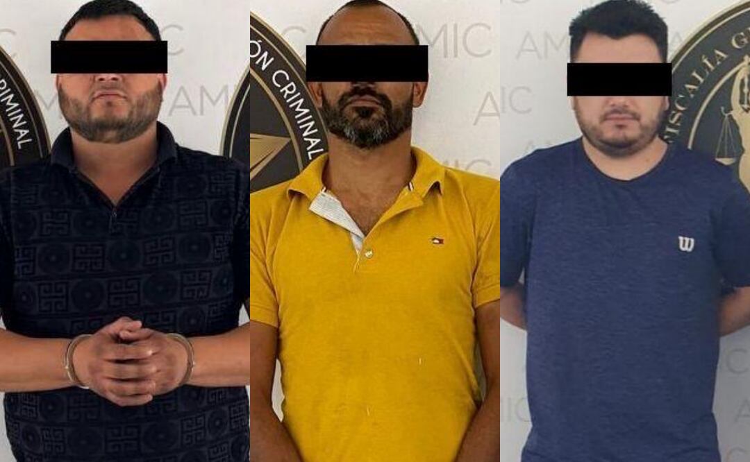 Los 3 sujetos fueron detenidos por el delito de desaparición y muerte de 6 personas en distintos hechos ocurridos en Sonora (25/04/2025). Foto: Fiscalía de Sonora