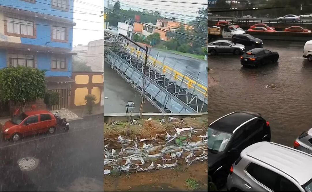 Una fuerte lluvia con caída de granizo azotó esta tarde a los habitantes de Naucalpan. Fotos: Capturas de video