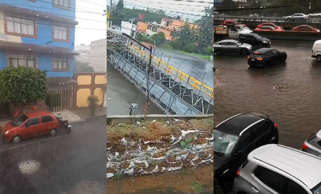 Una fuerte lluvia con caída de granizo azotó esta tarde a los habitantes de Naucalpan. Fotos: Capturas de video