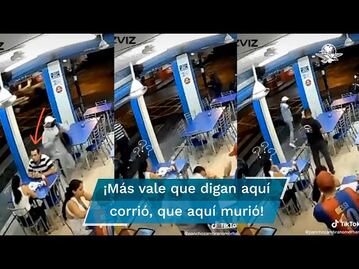 ¡Y se marchó! Hombre sale huyendo de restaurante y deja en pleno asalto a su cita