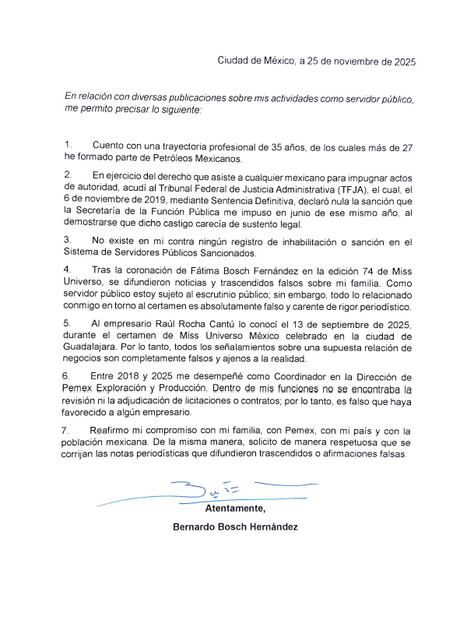 Carta de Bernardo Bosch