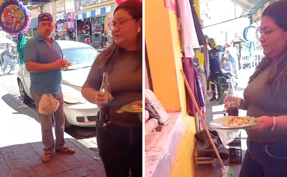 Al inicio del video se observa a la mujer llegar al puesto de joyería para recargarse. Foto: X