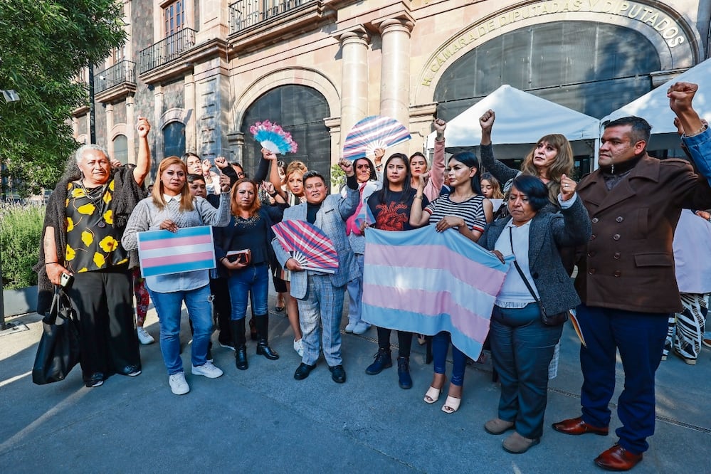 Colectivos y personas trans celebraron al exterior del Congreso la aprobación del dictamen. Foto: de Alejandro Vargas. EL UNIVERSAL