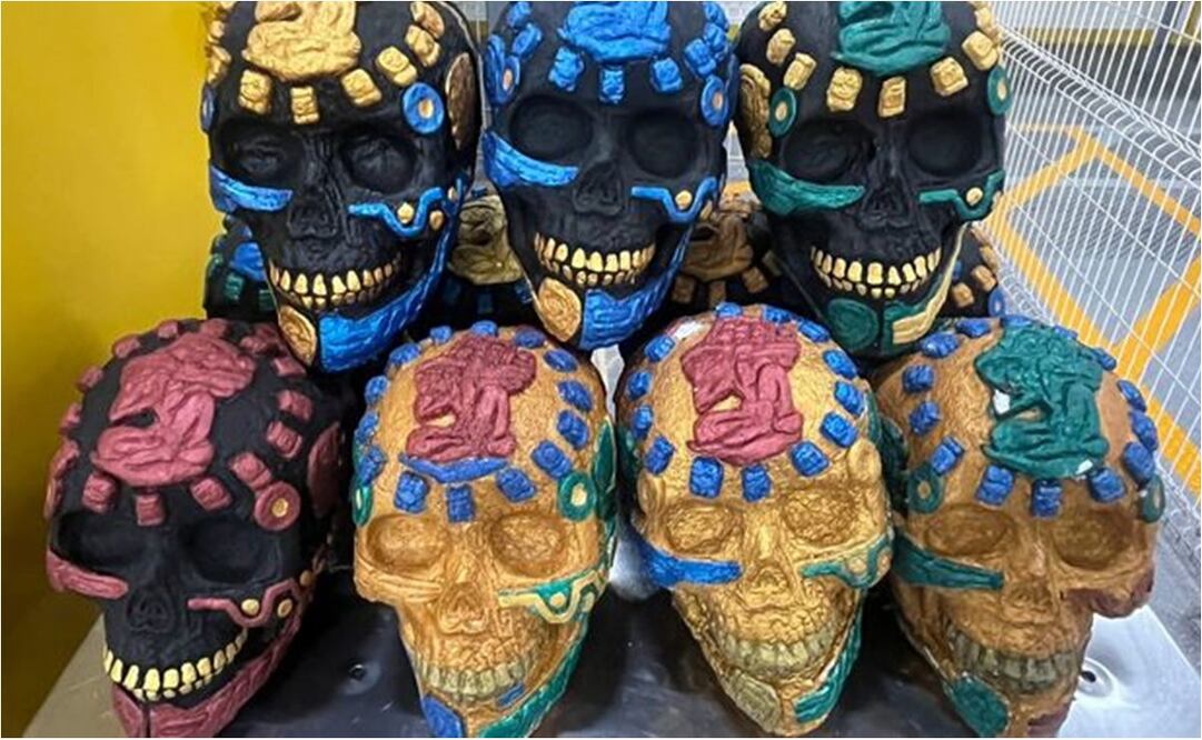 Guardia Nacional incauta calaveras rellenas de droga en Aeropuerto de Querétaro. Foto: Especial