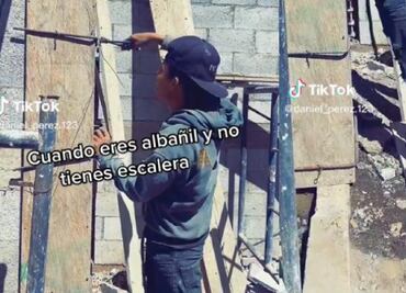 Video: albañil sin escalera se viraliza en TikTok por su inusual solución