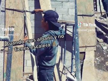 Video: albañil sin escalera se viraliza en TikTok por su inusual solución