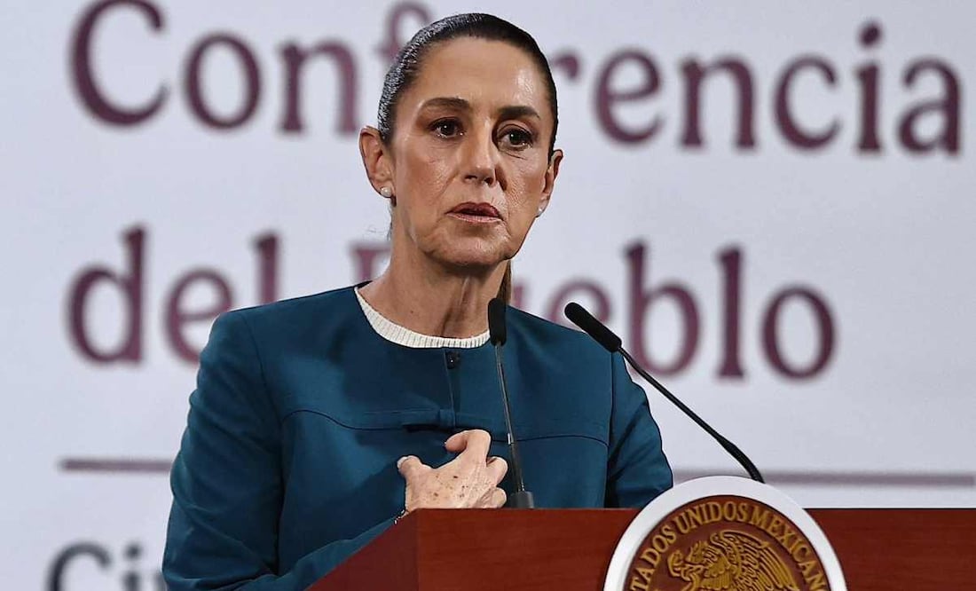 Claudia Sheinbaum en su conferencia de prensa en Palacio Nacional el 28 de julio de 2025. Foto: Berenice Fregoso/EL UNIVERSAL