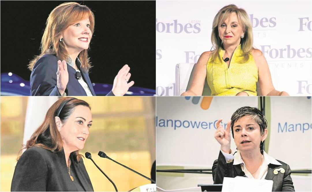 (De izq. a der.) Mary Barra, está a cargo de General Motors. Blanca Treviño, comanda Softek. Louise Goeser dirige a Siemens Mesoamérica. Mónica Flores preside ManpowerGroup (Archivo)