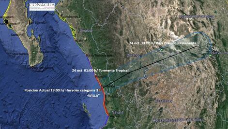 Decretan alerta verde por “Willa” en Baja California Sur