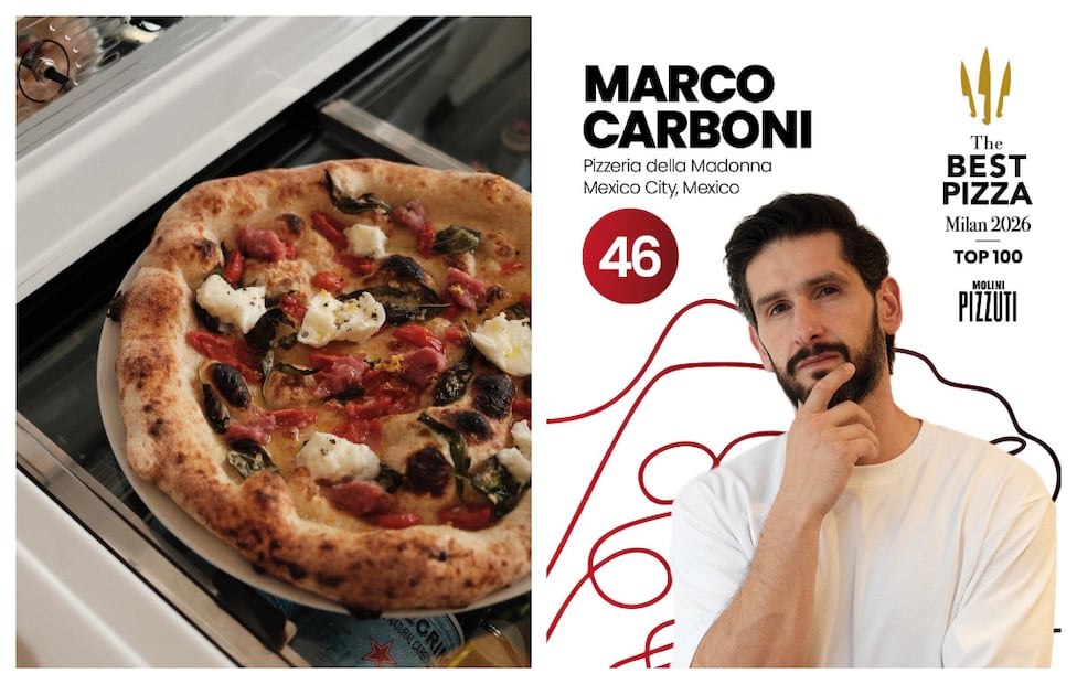 El proyecto de Marco Carboni se ubicó en el lugar 46 global. Fotos: IG @madonnapizza y @thebestpizzaawards