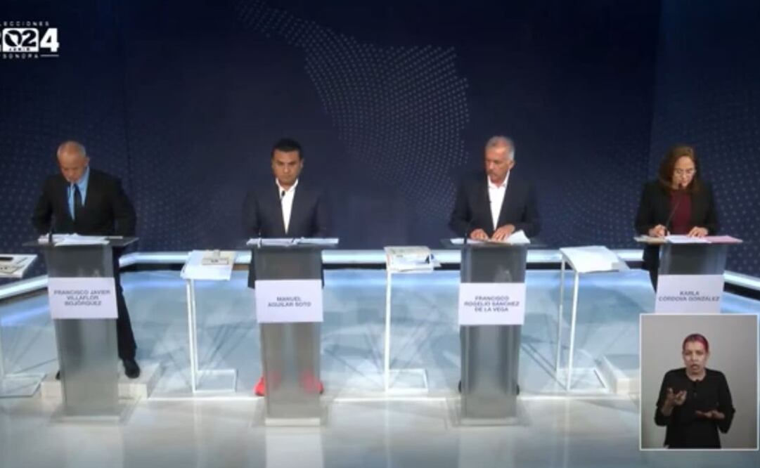 El debate de Guaymas, que fue moderado por la periodista Danaé Rivas Armenta y el periodista Edgar Molina, se transmitió por la página web y redes sociales del IEE. Foto: captura de pantalla