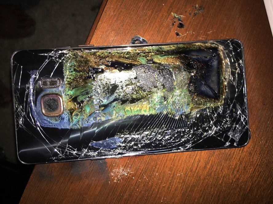 Samsung Galaxy Note 7 dañado. (FOTO: AP)