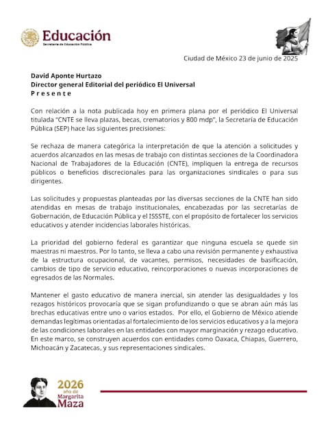 Postura de la SEP