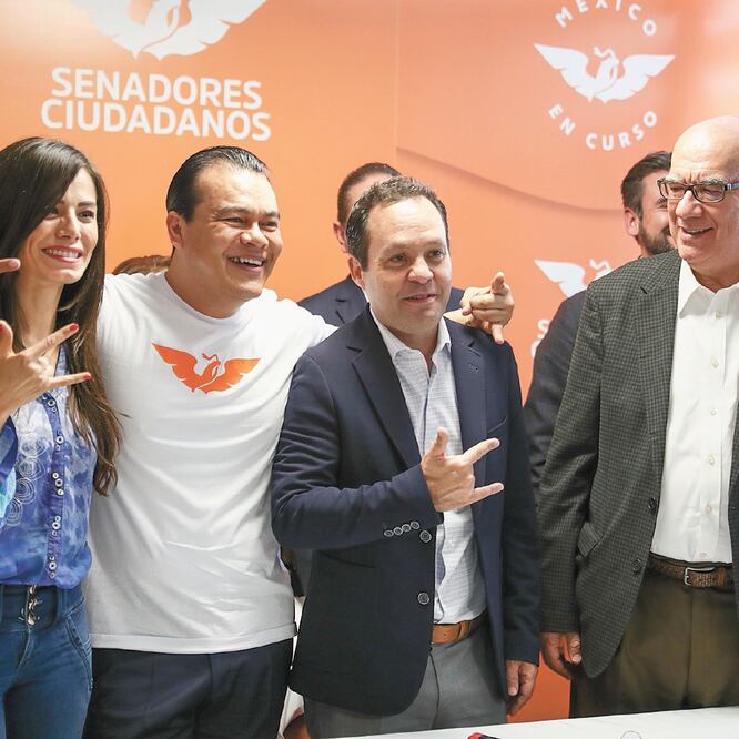 Juan Zepeda; Clemente Castañeda, coordinador nacional de MC, y Dante Delgado, líder en el Senado del partido, entre otros. DIEGO SIMÓN. EL UNIVERSAL