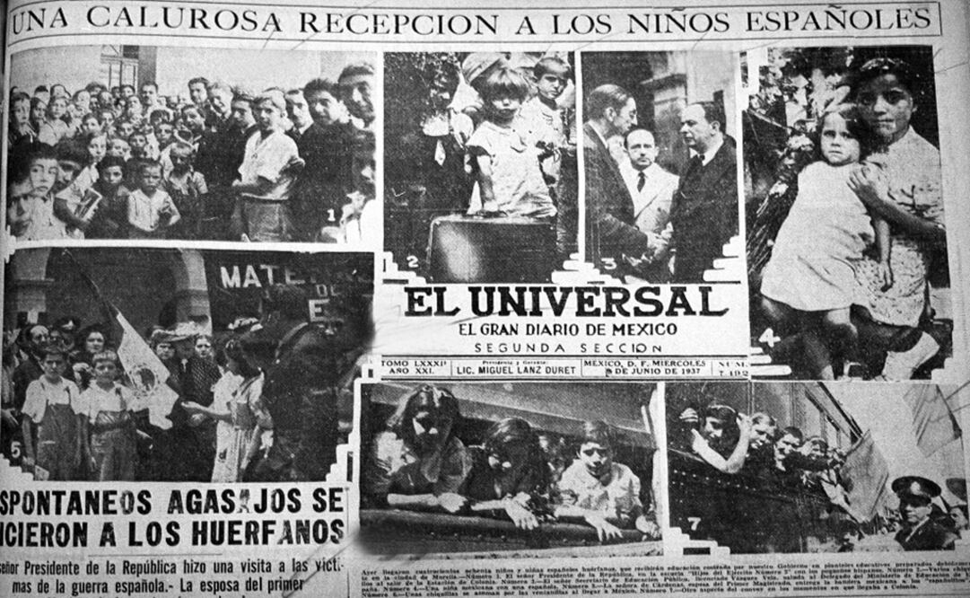 Front page of a 1937 edition of EL UNIVERSAL about the arrival of the Children of Morelia - Photo: File photo/EL UNIVERSAL