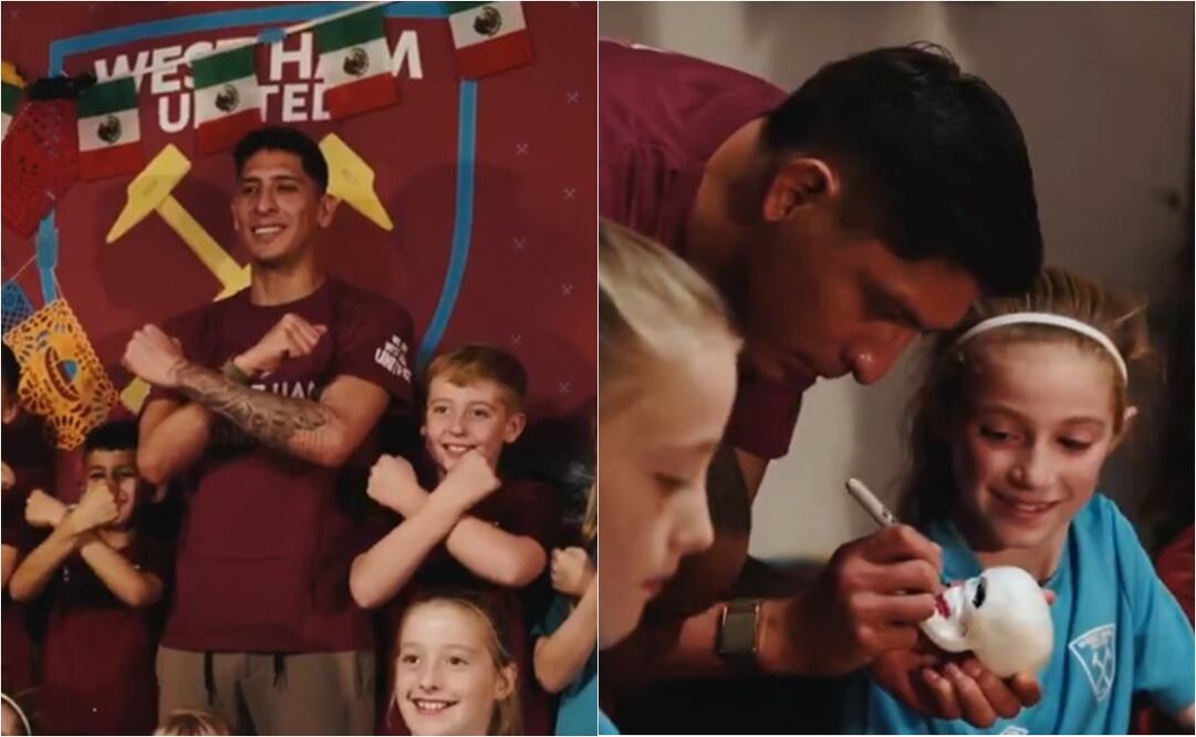 FOTO: Edson Álvarez enseña la tradición del Día de Muertos a pequeños fanáticos del West Ham
