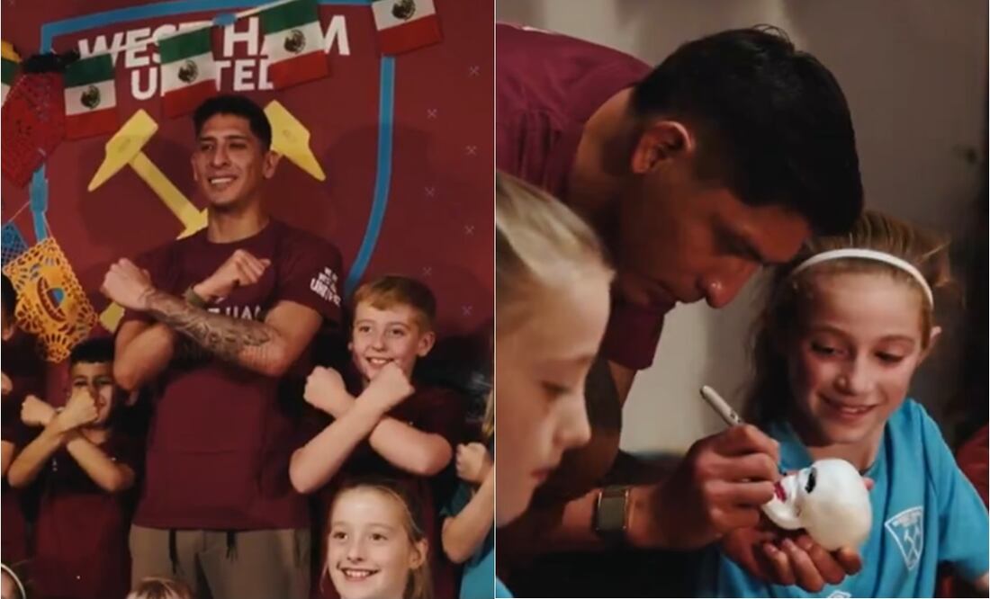 FOTO: Edson Álvarez enseña la tradición del Día de Muertos a pequeños fanáticos del West Ham