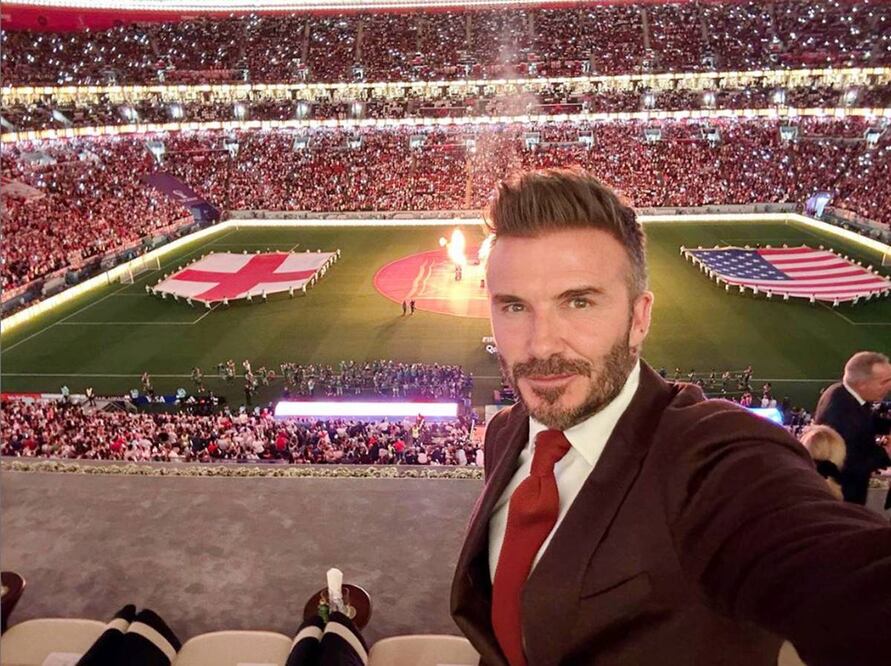 Beckham durante un partido de Inglaterra en Qatar 2022. Foto: Instagram @davidbeckham