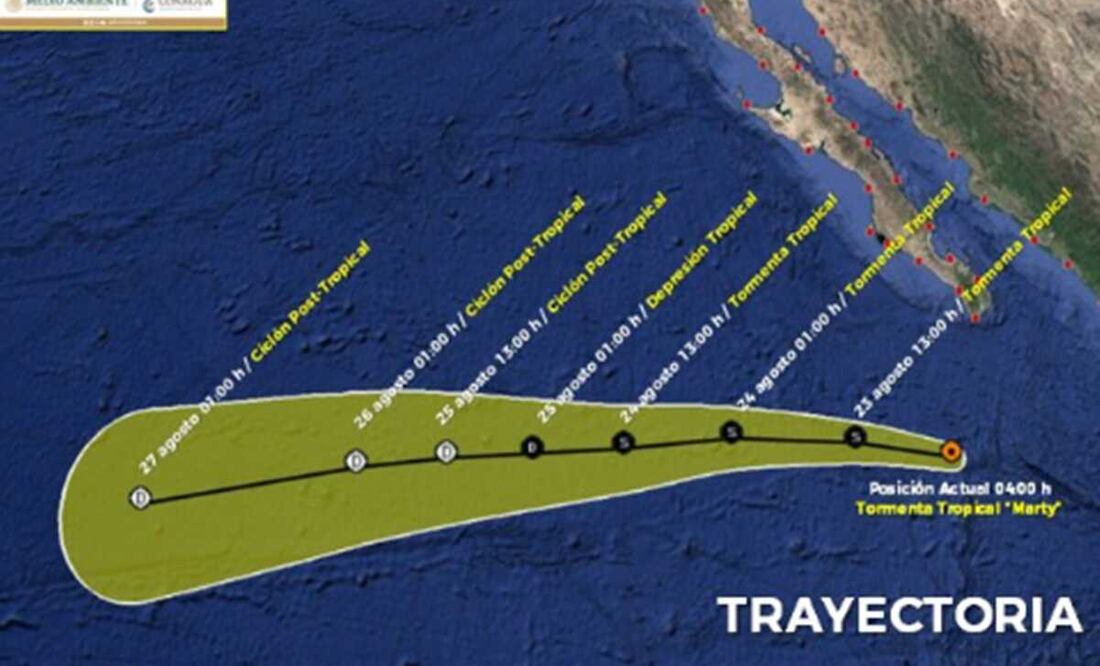 Tormenta tropical "Marty": sigue EN VIVO su trayectoria por BCS