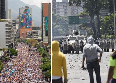 Policía bloquea marcha opositora en Caracas y comienzan choques