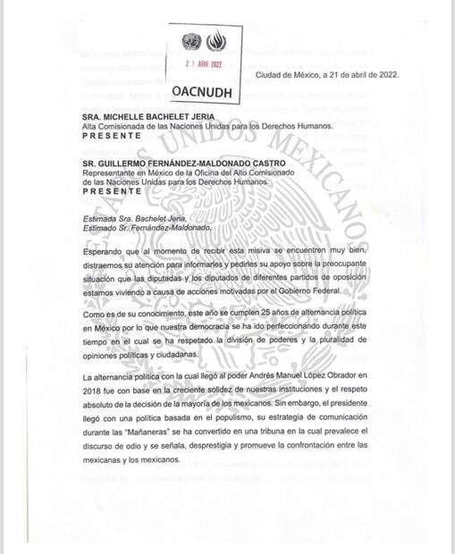 Legisladores de Va por México denuncian a Morena ante la ONU por campaña de "traidores a la patria"