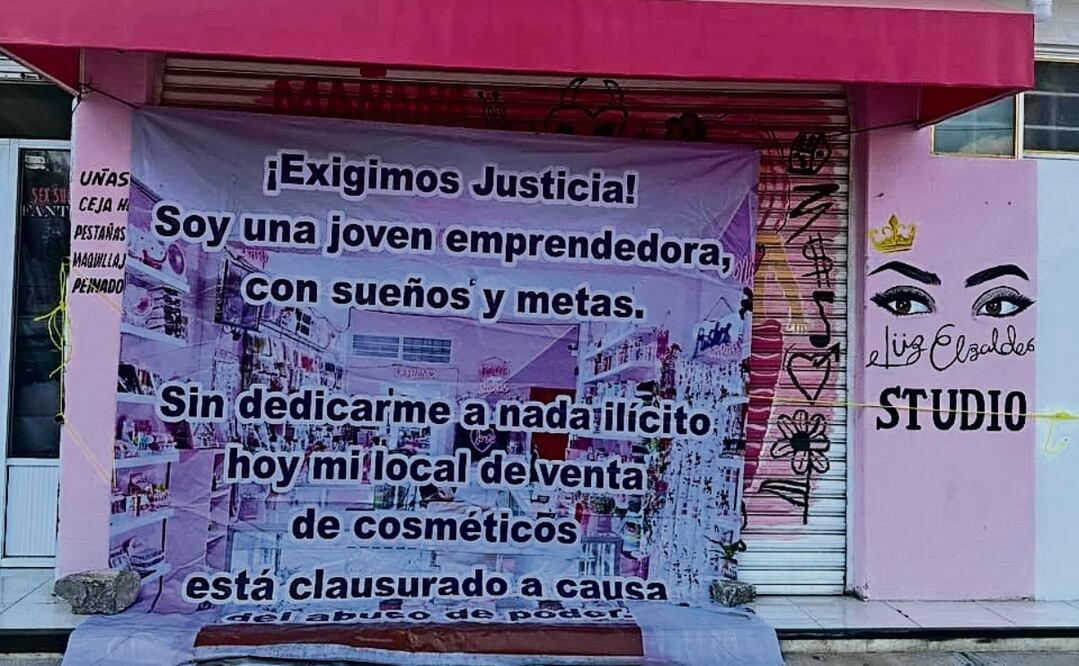 La tienda de cosméticos ubicada en Chalco fue clausurada junto con otros locales que se dedican a la barbería, el sábado pasado. Foto: Especial