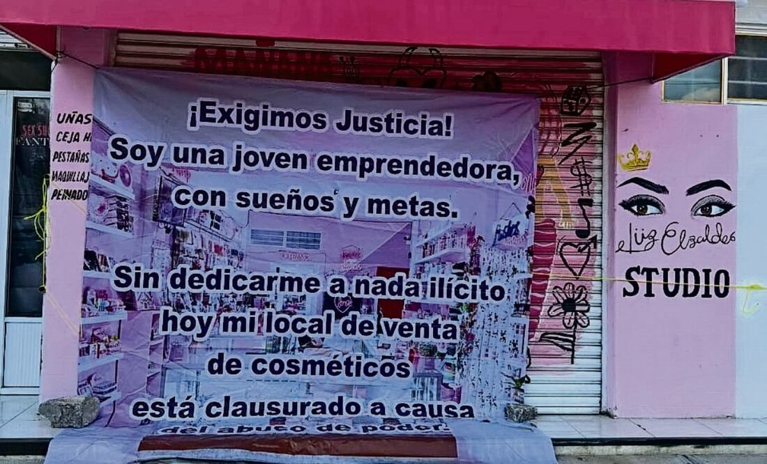 La tienda de cosméticos ubicada en Chalco fue clausurada junto con otros locales que se dedican a la barbería, el sábado pasado. Foto: Especial