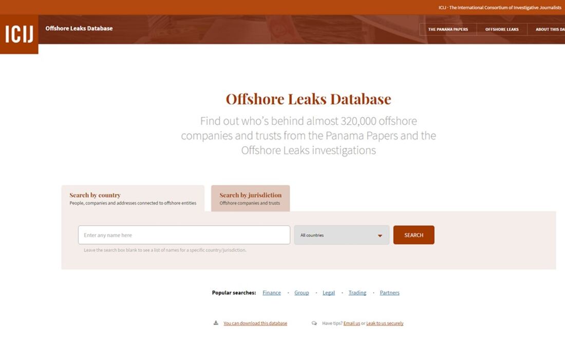Foto: Captura de pantalla de offshoreleaks.icij.org