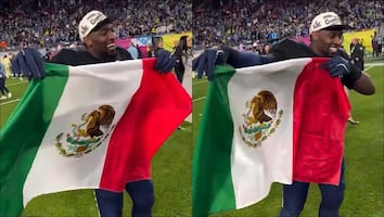 VIDEO: DeMarcus Lawrence festeja con la bandera de México tras conquistar el Super Bowl LX