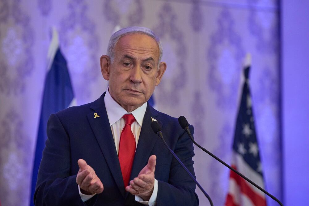 El primer ministro de Israel, Benjamin Netanyahu, habla al público en una conferencia en Jerusalén en Jerusalén. Foto: AP
