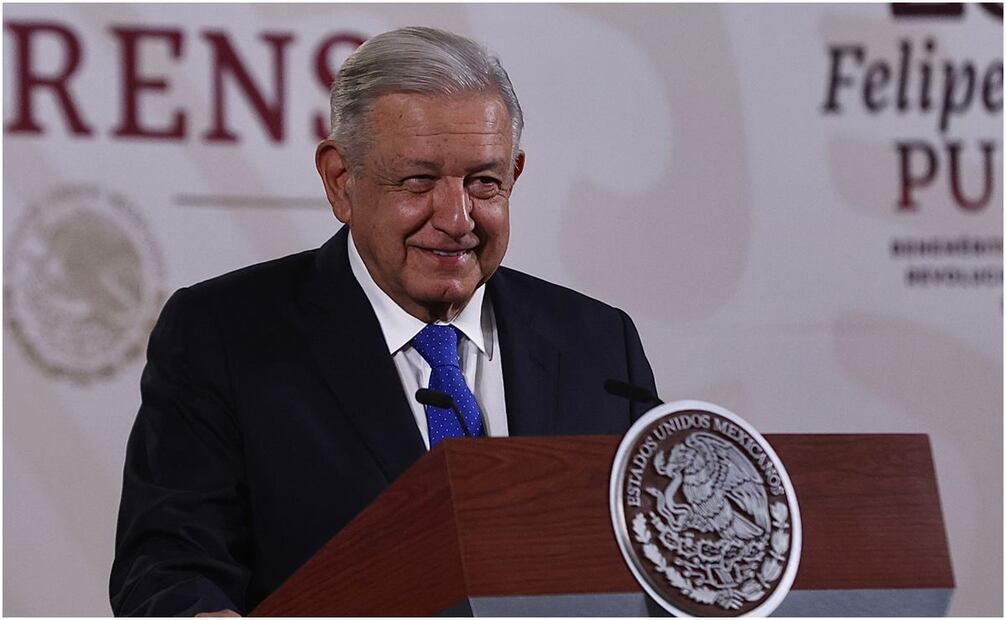 El presidente de mexico Andrés Manuel López Obrador en conferencia de prensa en salón tesorería de Palacio Nacional. Foto: Berenice Fregoso/EL UNIVERSAL