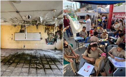 Toman clases en calles de Macuspana; escuela, a punto de colapsar