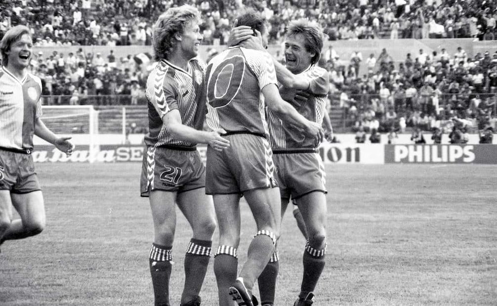 El juego Dinamarca vs. Uruguay fue la segunda goleada del México 86, con su marcador 6 a 1. La primera fue con el enfrentamiento Unión Soviética vs. Hungría, que terminó 6 a 0 en Guanajuato. Foto: Julio Argumedo/Archivo EL UNIVERSAL.