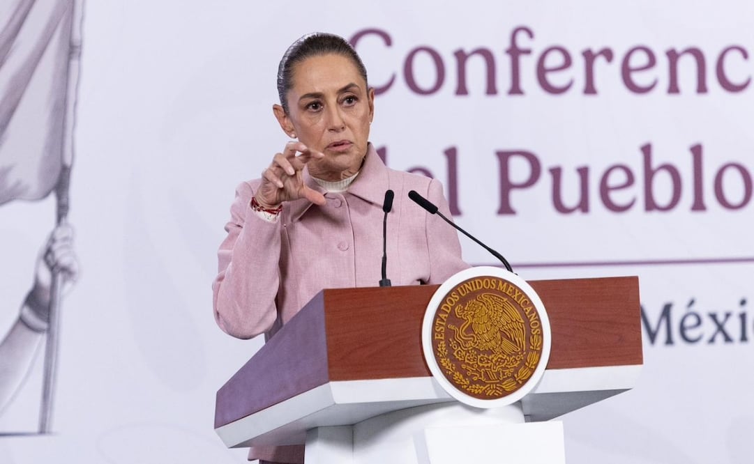 Conferencia de prensa mañanera de la presidenta Claudia Sheinbaum Pardo, desde Palacio Nacional, este 09 de febrero. Foto Hugo Salvador / EL UNIVERSAL