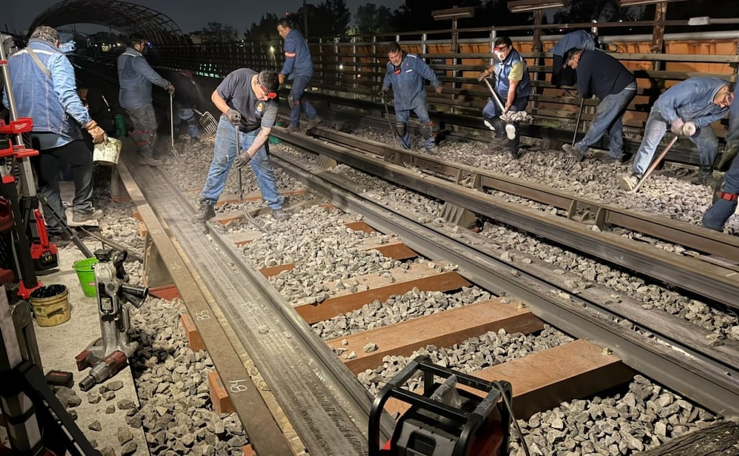 Colocan 125 durmientes sintéticos en las vías del Metro de la Línea B (26/12/2025). Foto: Especial