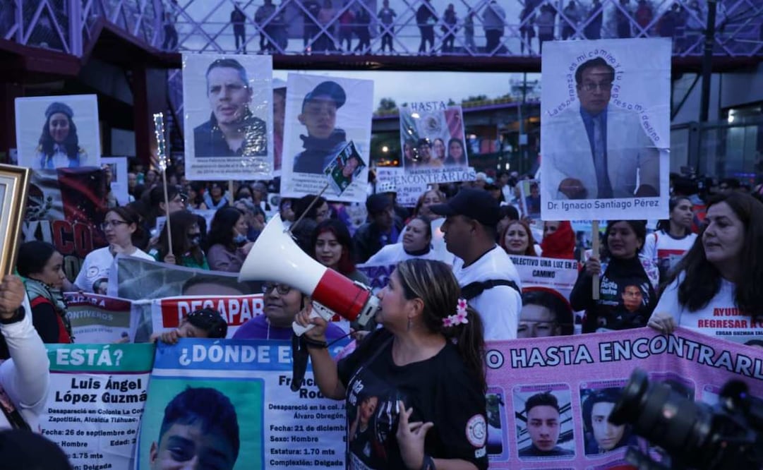 Colectivos de búsqueda realizan marcha en Tlalpan previo al Mundial para visibilizar a personas desaparecidas. Foto: Fernanda Rojas / EL UNIVERSAL