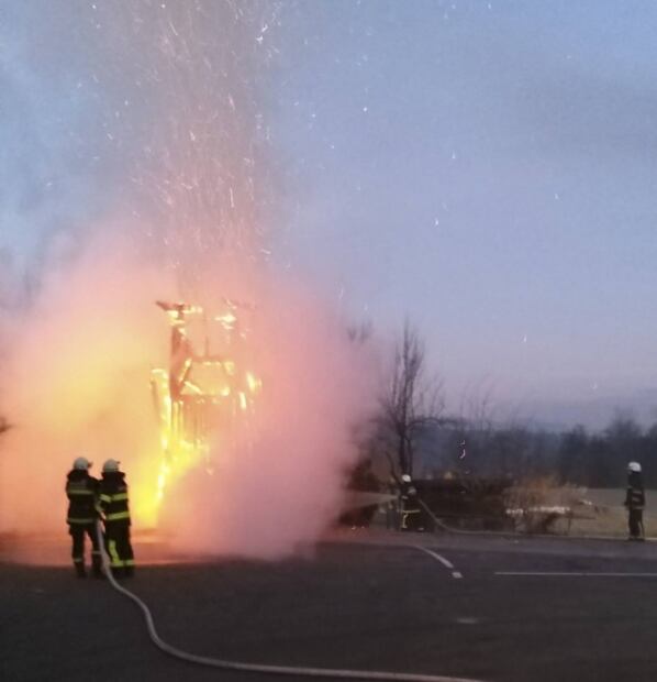Queman estatua de madera con imagen de Donald Trump en Eslovenia