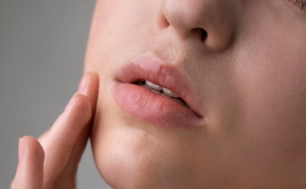 Evita usar mucho corrector en tus labios para que no luzcan artificiales. Foto: Freepik
