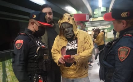 ¡Vaya susto! Hombre disfrazado de "zombie" atemoriza a usuarios de Línea 3 del Metro; policías lo sacan de instalaciones