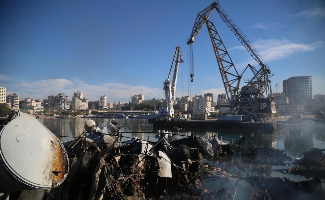 Daños en el puerto de Latakia después de un ataque aéreo israelí contra el puerto, Latakia, Siria, 10 de diciembre de 2024. Foto: EFE