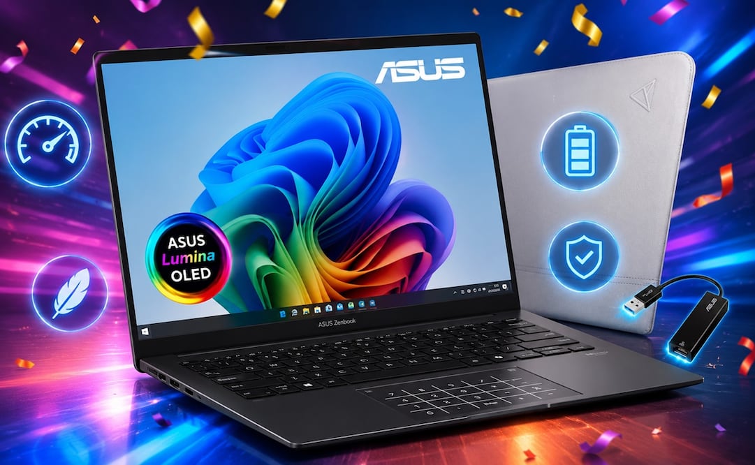 Uno de los puntos fuertes de la ASUS Zenbook 14 OLED es su formato compacto. Foto: IA