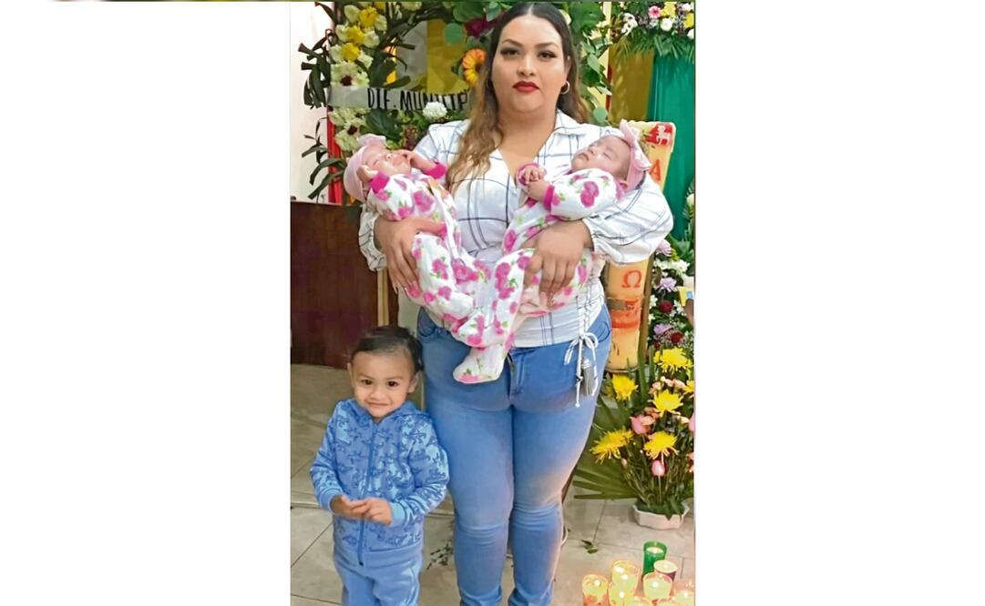 Cristina Salazar con tres de sus hijos, incluyendo sus gemelas, nacidas en Estados Unidos. Foto: Especial
