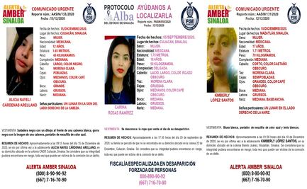 Buscan a 3 jóvenes desaparecidas en Sinaloa, dos de ellas adolescentes