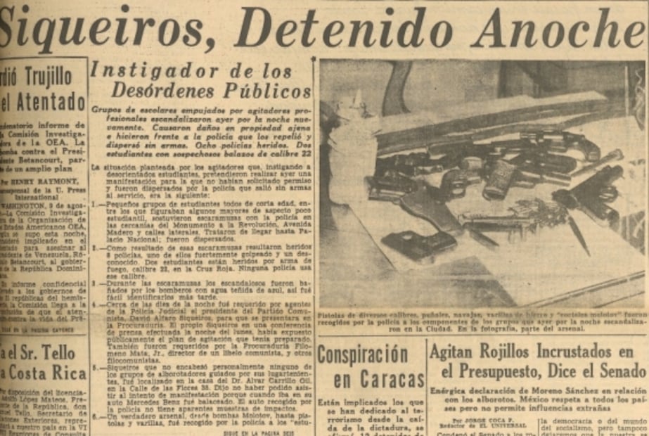 Cuando Siqueiros fue detenido por "disolución social" y "olvidó todo" a media declaración