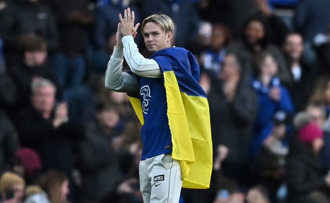 Mykhailo Mudryk en su presentación en Stamford Bridge / Foto: AFP