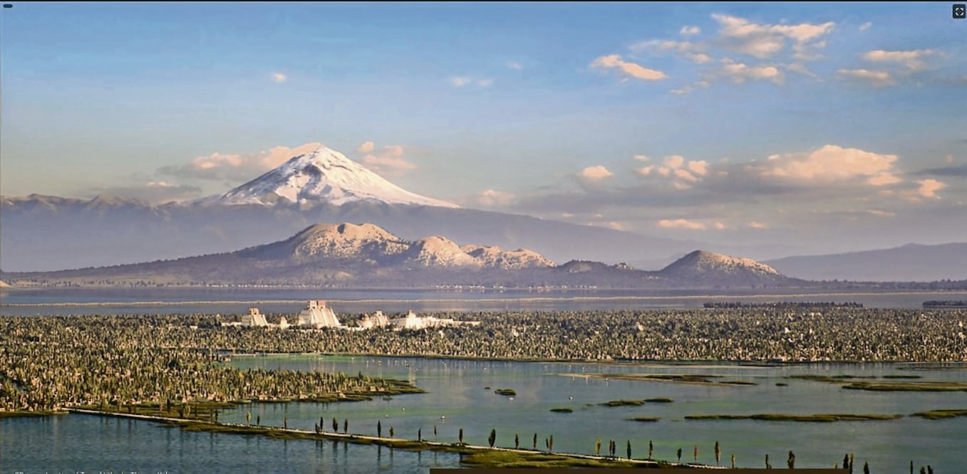 La representación muestra cómo se habría visto la capitaldel imperio mexica antes de la conquista de los españoles. Foto: Especial