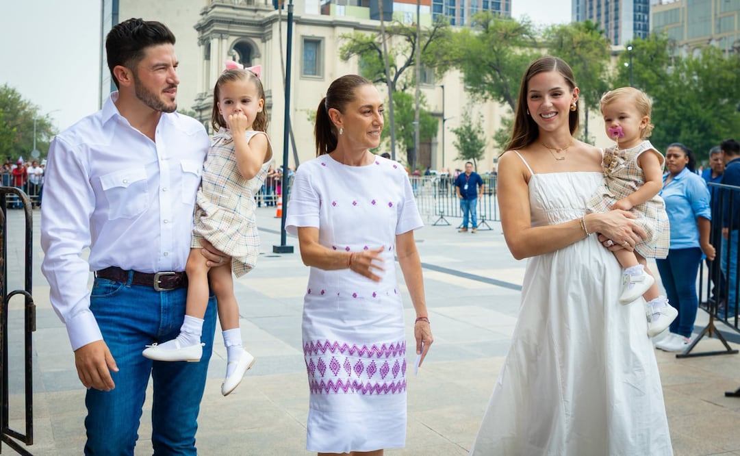 El gobernador de Nuevo León, Samuel García, la presidenta de México, Claudia Sheinbaum, y Mariana Rodríguez Cantú. Foto: Facebook @SAMUELGARCIASEPULVEDA