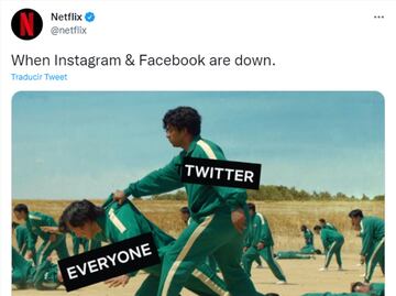 Netflix reacciona a la caída de Instagram y Facebook con meme