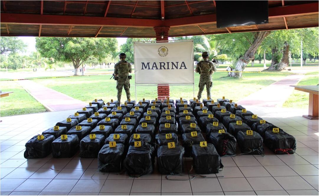 Marina asegura 1.7 toneladas de cocaína en costas de Michoacán. Foto: Especial