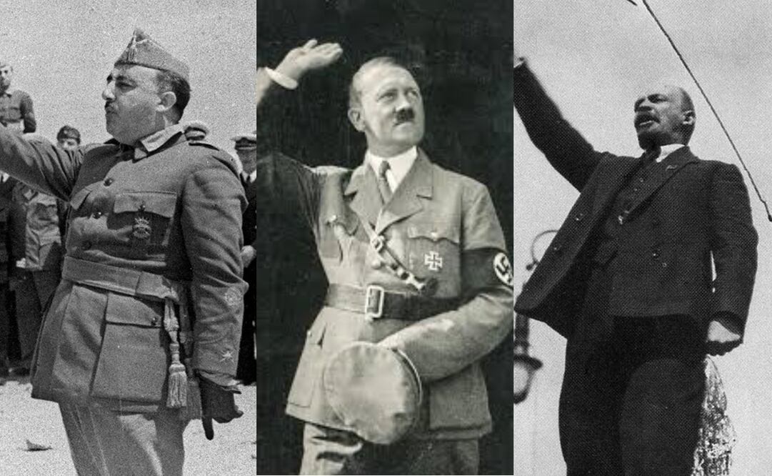 Francisco Franco, Adolf Hitler y Vladímir Lenin. Fotos: El Universal, archivo
